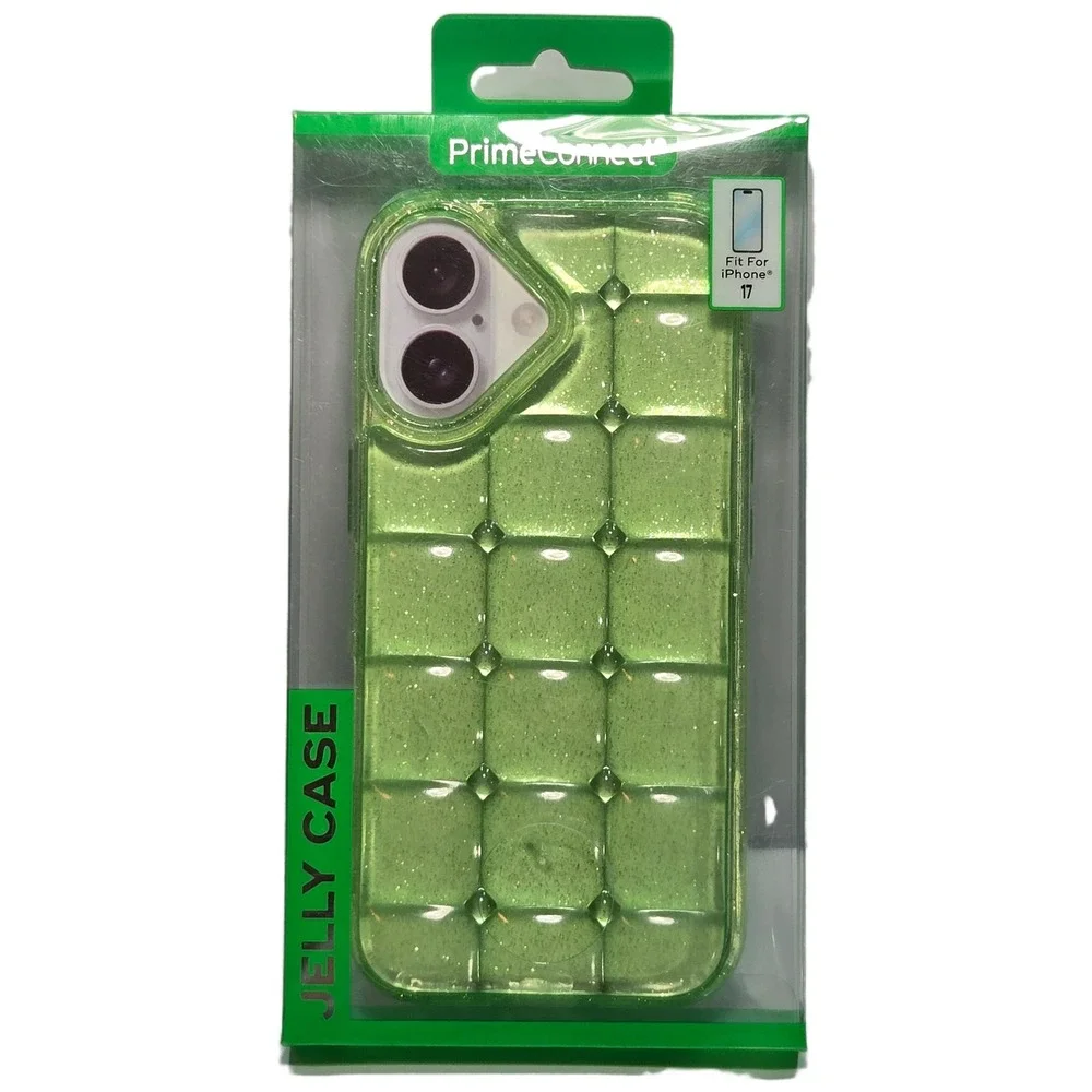 PrimeConnect iPhone 17 Jelly Case Cover Lime Green Glitter New TikTok viral Flaw